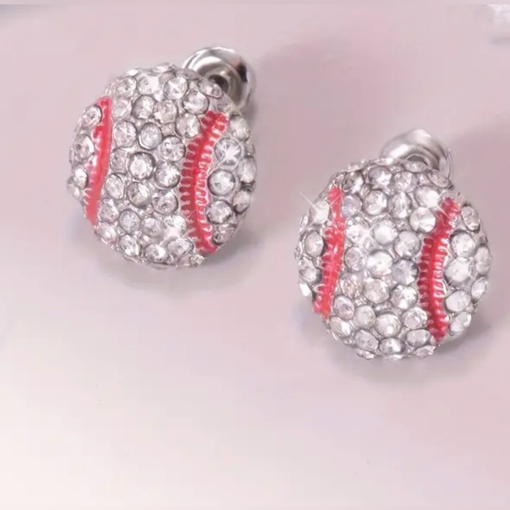 Sparkling Baseball Stud Earrings